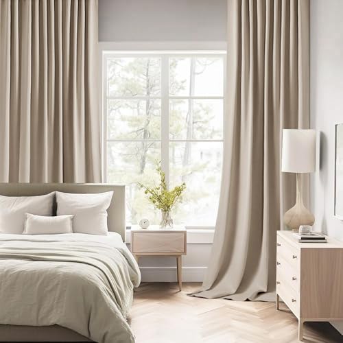 Taupe Back Tab Blackout Curtains 52x120 Inch Long 2 Panels Set (Taupe / 52"W x 120"L (Pack of 2))