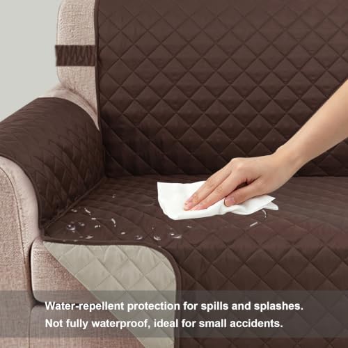 Reversible 4 Seater Sofa Cover 91 Inch Large Couch Cover Furniture Protector (Chocolate/Beige / Sofa Xxl - Xxl Large (91"))