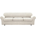 4 Piece Stretch Sofa Covers for 3 Cushion Couch Covers for Living Room Furniture Slipcovers (X-Large / Ivory)
