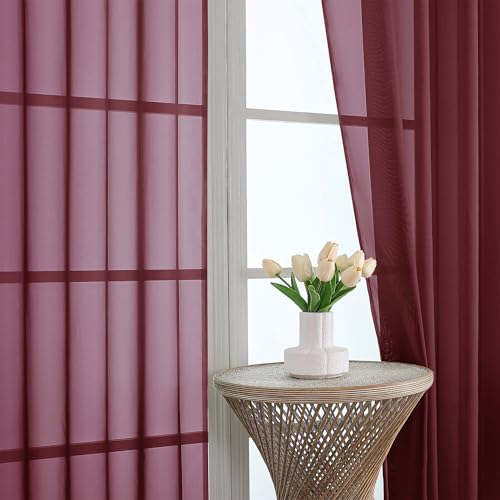 Wine Bedroom Curtains 96 Length for Farmhouse (Wine / 59"W x 96"L (Pack of 2))