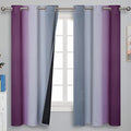 Purple and Grey Ombre Blackout Curtains for Bedroom 42Wx63L Inch 2 Panels (Purple and Grey / 42"W x 63"L (Pack of 2))