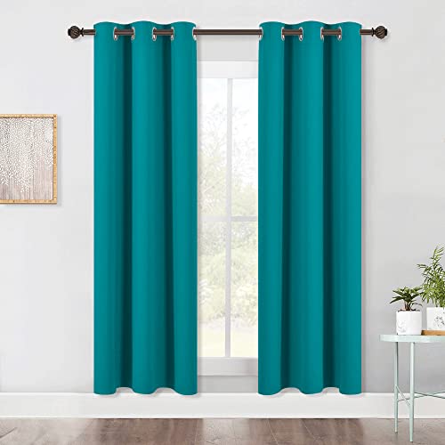 ROM Darkening Curtains 72 inch Length 2 Panels (Peacock Teal / 42"W x 72"L (Pack of 2))