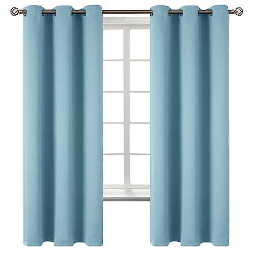 Greyish Blue Room Darkening Curtains 63 Inch for Bedroom (Greyish Blue / 42"W x 63"L (Pack of 2))