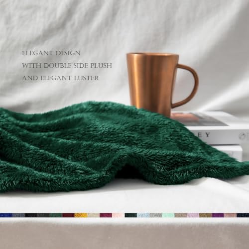 Fuzzy Plush Fleece Bed Blanket Twin XL Size (Forest Green / 90x66 IN)
