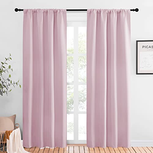 Living Room Blackout Curtains (Baby Pink / 42"W x 84"L (Pack of 2))