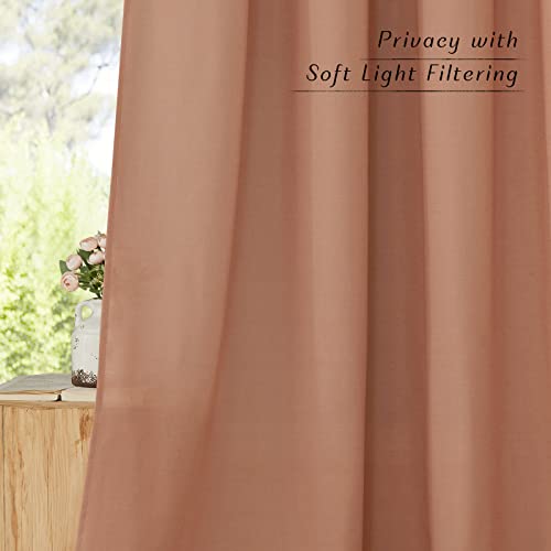 Linen 78 inch Curtains for Kitchen Window (Terracotta / 68"W x 78"L (Pack of 2))
