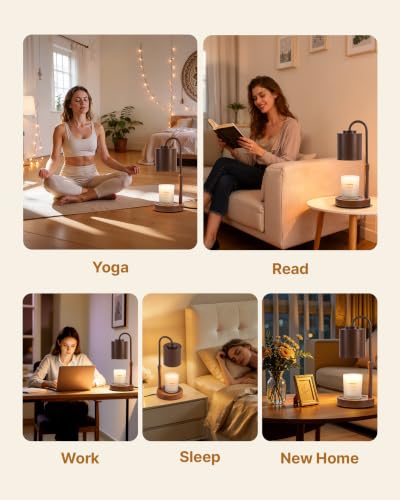 Dimmable Candle Warmer Lamp with Timer (Brown)