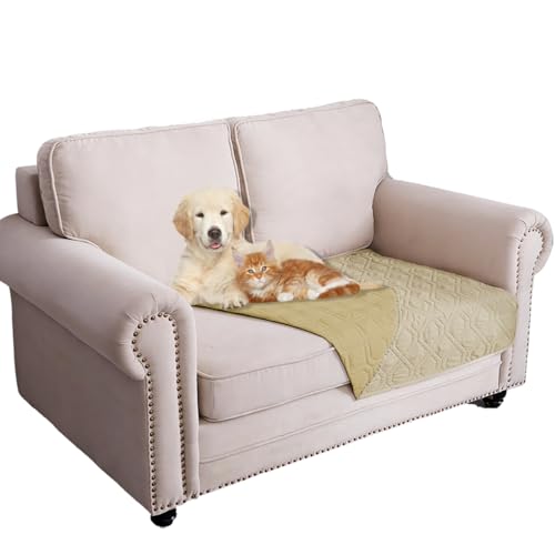 Waterproof Dog Bed Cover Pet Blanket for Furniture Bed Couch Sofa Reversible (30x53 Inch (Pack of 1) / Beige+taupe)