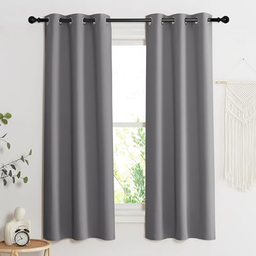 Grey Blackout Curtains for Bedroom 37" Wide x 50" Long 2 Panels (Grey / 37"W x 50"L (Pack of 2))