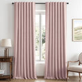 100% Blackout Linen Curtains for Bedroom 42 x 96 Inch Pink 2 Panels (Pink / 42"W x 96"L (Pack of 2))