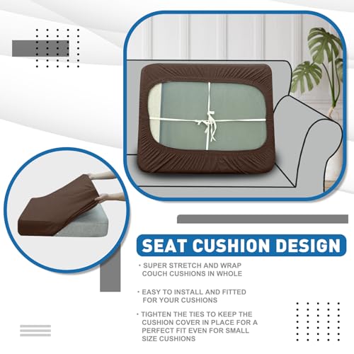 1 Piece XL Stretch Couch Cushion Covers Individual Sofa Slipcovers (Single XL Seat Cushion/Backrest / Coffee)