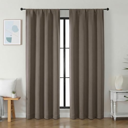 Ava Latte Blackout Curtains for Bedroom 84 Inch Length 2 Panels Set (Latte / 40"W x 84"L (Pack of 2))