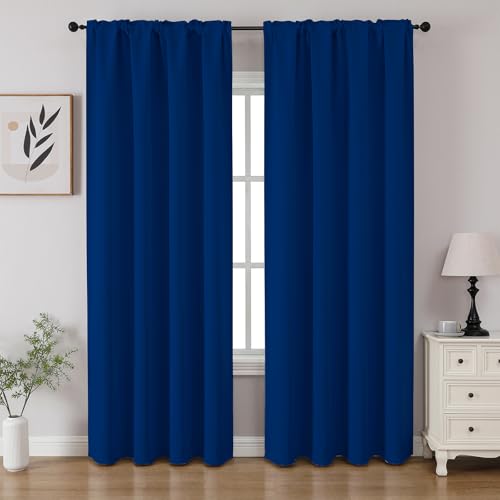 Royal Blue Blackout Curtains 45 inch Length 2 Panels Set (Royal Blue / 52"W x 45"L (Pack of 2))