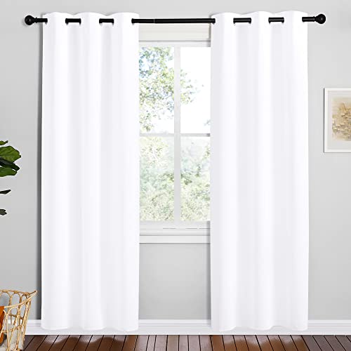 White Samll Window Blackout Curtain Panels (Pure White / 42"W x 78"L (Pack of 2))