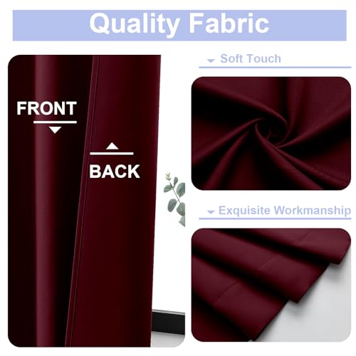 Ava Burgundy Blackout Curtains for Bedroom 72 Inch Length 2 Panels Set (Burgundy / 40"W x 72"L (Pack of 2))
