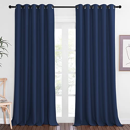 Blackout Navy Blue Curtain 102 inches Long (Navy / 66"W x 102"L (Pack of 1))