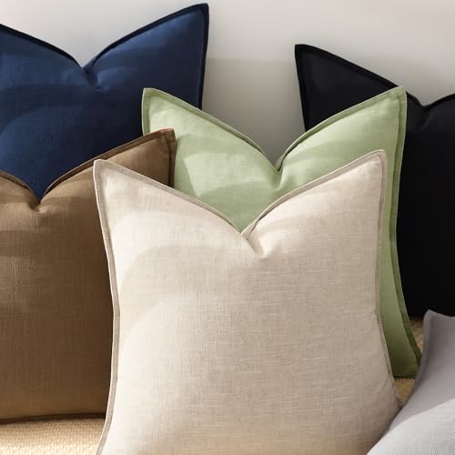 Fall Black Linen Throw Pillow Covers 26x26 Set of 2 (Black / 26" x 26" (Pack of 2))
