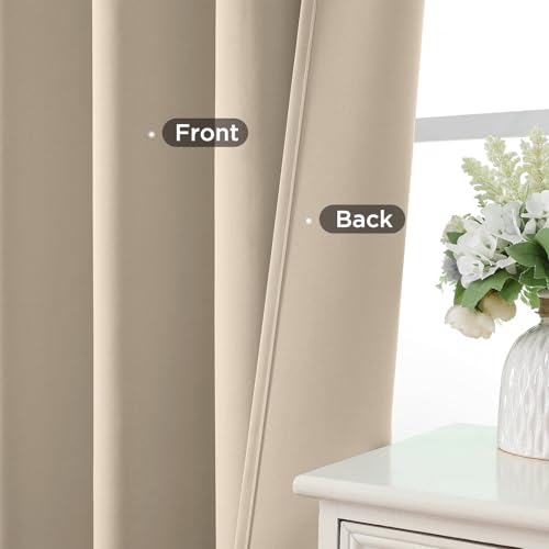 Light Beige Blackout Curtains 54 inch Length 2 Panels Set (Light Beige / 52"W x 54"L (Pack of 2))