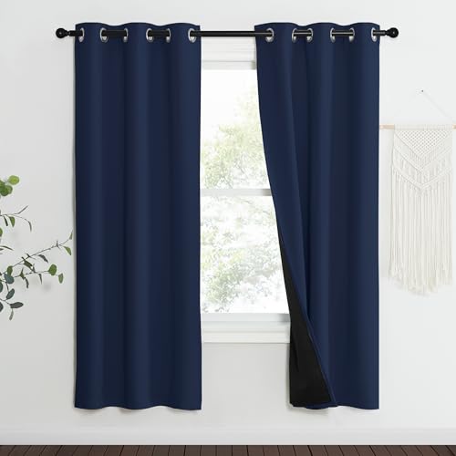 100% Blackout Curtain Set (Navy / 37"W x 70"L (Pack of 2))