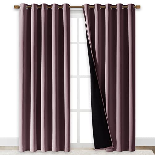100% Blackout Window Curtain Panels (Dry Rose / 70"W x 84"L (Pack of 2))