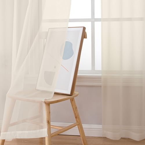 Cream Sheer Curtains 78 inches Long 2 Panels Set for Bedroom Living Room (Cream / 42"W x 78"L (Pack of 2))