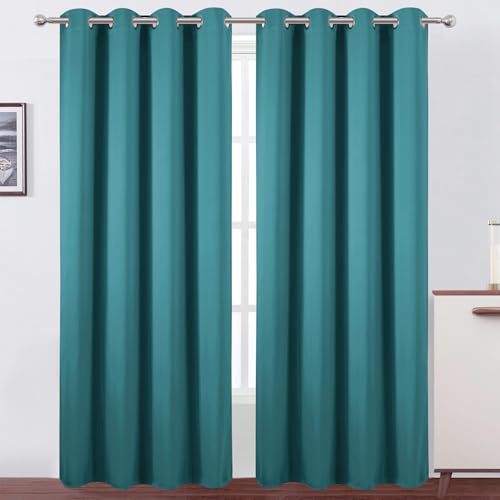 Blackout Curtains 52 x 120 Inch Long Sea Teal Curtains Set of 2 Panels Room Darkening Curtains for Bedroom and Living Room (Sea Teal / 52"W x 120"L (Pack of 2))