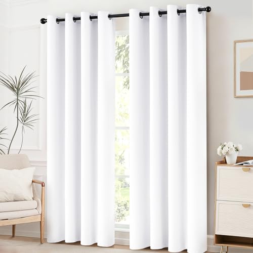 Room Darkening Curtains 52x84 inch Length Pure White (Pure White / 52"W x 84"L (Pack of 2))