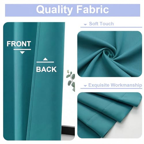Ava Teal Short Blackout Curtains for Bedroom 54 Inches Long 2 Panels Set (Teal / 40"W x 54"L (Pack of 2))