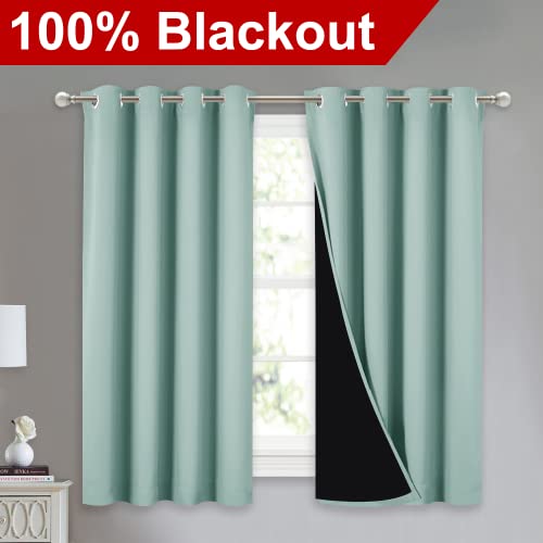 100% Blackout Curtains 54 inches Long (Aqua Blue / 52"W x 54"L (Pack of 2))