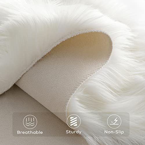 Ashler Faux Fur Rug (2'4" x 3'4" (Irregular) / C-white)