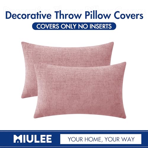 Soft Chenille Lumbar Throw Pillow Covers Blush Pink 12x20 Pack of 2 (20" x 12" (Pack of 2) / Blush Pink)