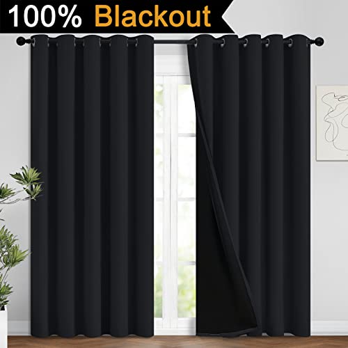100% Blackout Lined Panels (62"W x 84"L (Pack of 2) / Black)