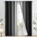100% Blackout Curtains Ombre Black Curtains for Bedroom 84 Inch (52"W x 84"L (Pack of 2) / Black 2 Layers)