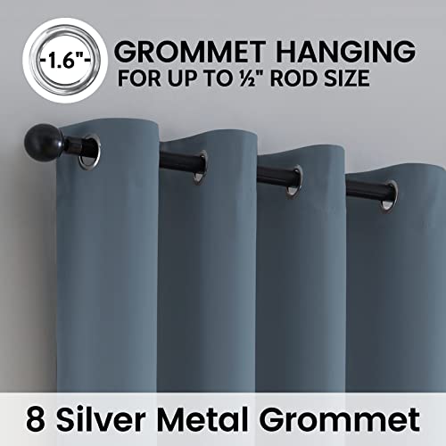 Stone Blue 100% Blackout Curtains Room Darkening Living Room 72L (Stone Blue / 52"W x 72"L (Pack of 2))