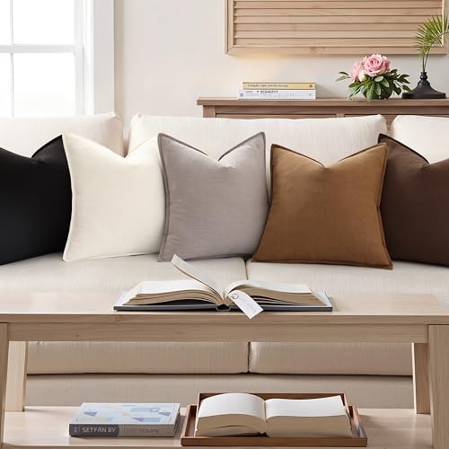 Fall Black Linen Throw Pillow Covers 26x26 Set of 2 (Black / 26" x 26" (Pack of 2))