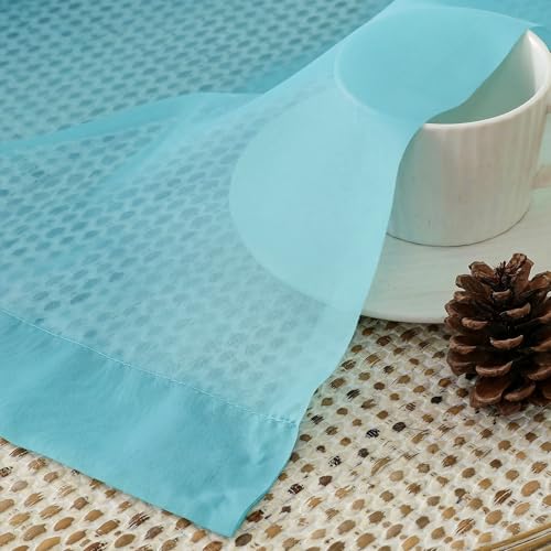 Aqua Sheer Curtains 84 Inches Long 2 Panels Set for Living Room (42"W x 84"L (Pack of 2) / Aqua)