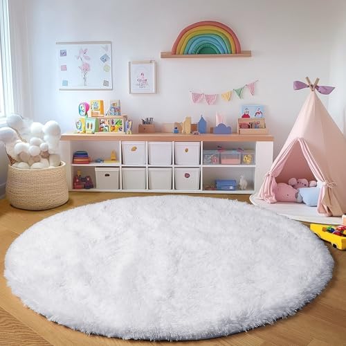 White Round Area Rugs 5ft (White / 5' (Round))