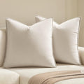 Decorative Cream White Velvet Euro Sham Throw Pillow Covers 24x24 in (24" x 24" (Pack of 2) / Cream White)