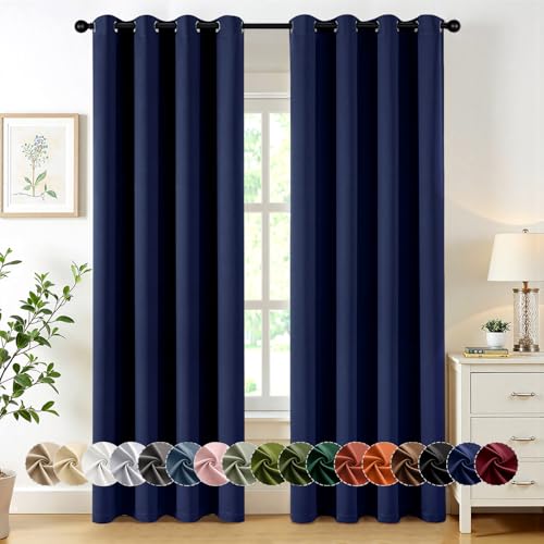 Blackout Curtains for Bedroom 2 Panels 50 x 84 Inch Long Navy Blue (Navy Blue / 50"W x 84"L (Pack of 2))