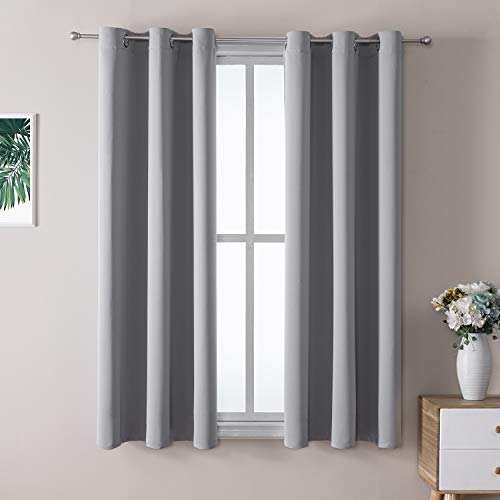 Blackout Curtains for Bedroom and Living Room 45 Inches Long (38"W x 45"L (Pack of 2) / Light Grey)