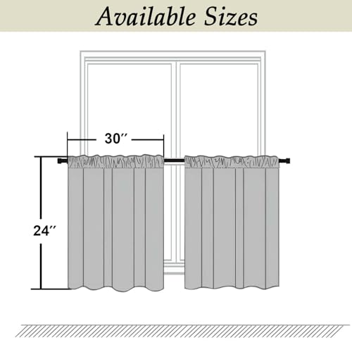 Ava Pure White Curtains 24 Inches Long 2 Panels (Pure White / 30"W x 24"L (Pack of 2))