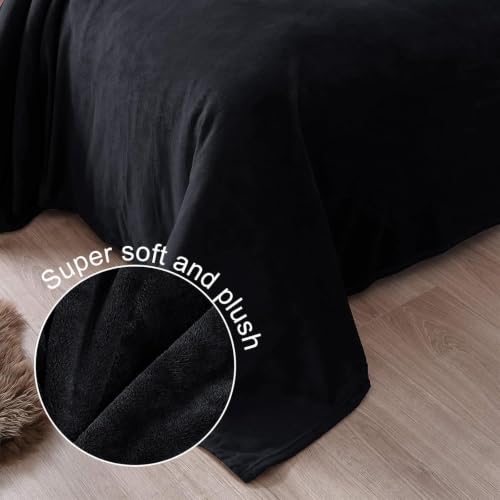 Soft Fleece Blanket Queen Size for Bed (Black / Queen (90" x 90"))