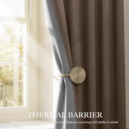 Brown 100% Blackout Curtains 96 Inch Long for Living Dining Room (Brown / 52"W x 96"L (Pack of 2))