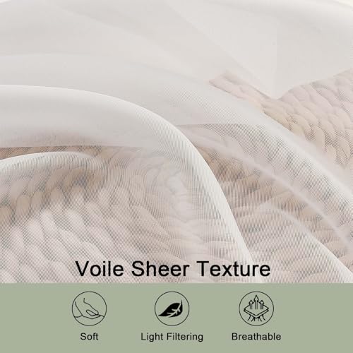 Ivory Sheer Curtains 68 Inch Length 2 Panels Set for Bedroom Living Room (Ivory / 42"W x 68"L (Pack of 2))