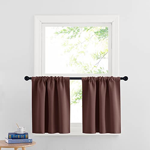 Cafe Blackout Curtains 24 inch Length (Chocolate Brown / 29"W x 24"L (Pack of 2))
