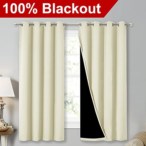 100% Blackout Blinds (Beige / 46"W x 45"L (Pack of 2))