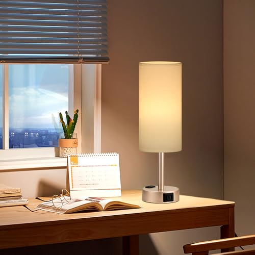 Antique White Bedside Table Lamp (White - Antique White / 14")