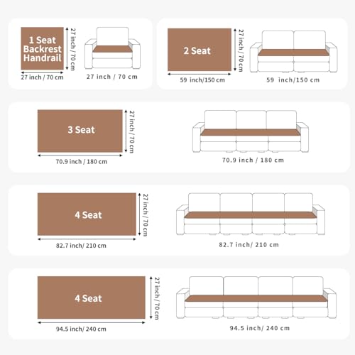 Velvet Sectional Couch Covers for Dogs (Dark Brown / 1PC/27.6"x94"/3-4 Seat & Long "L" Part)