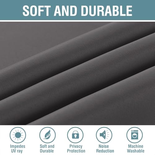 Blackout Grey Curtains for Patio Door Thermal Insulated Living Room Curtains (52"W x 90"L (Pack of 1) / Charcoal Gray)