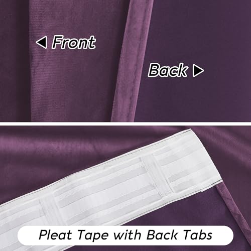 Purple Velvet Blackout Curtains 84 inches for Bedroom Living Room (Purple / 52"W x 84"L (Pack of 2))